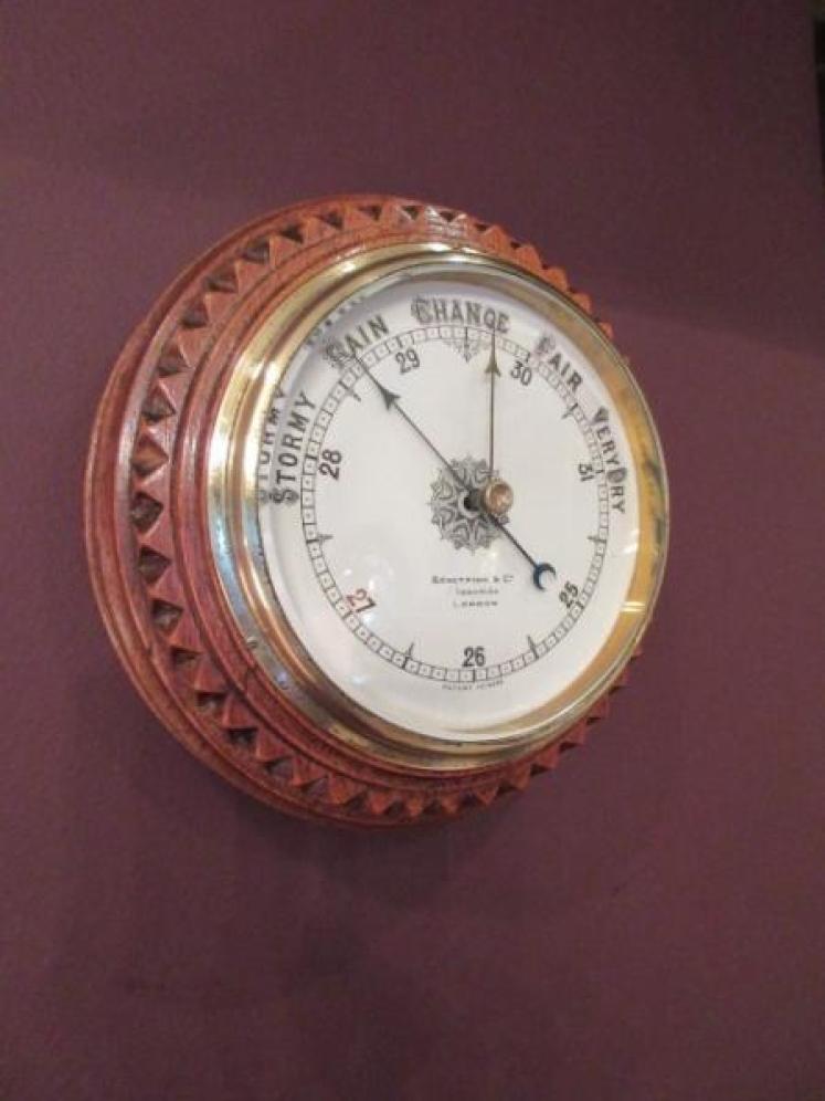 Antique Polished Oak Benetfink of London Barometer - Image 1