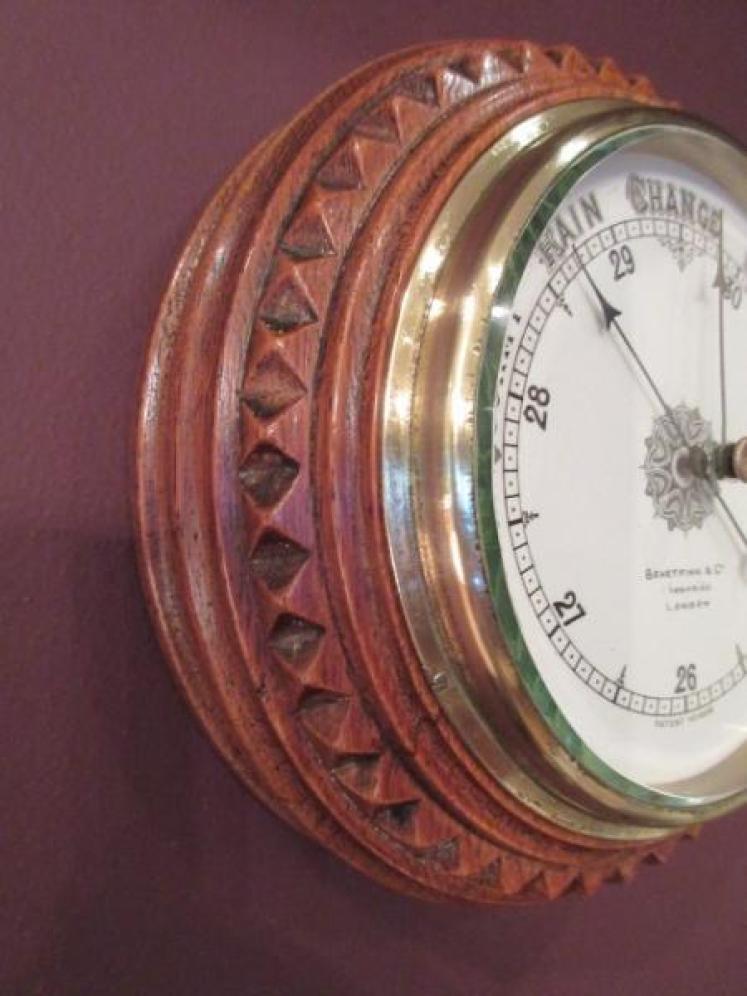 Antique Polished Oak Benetfink of London Barometer - Image 2