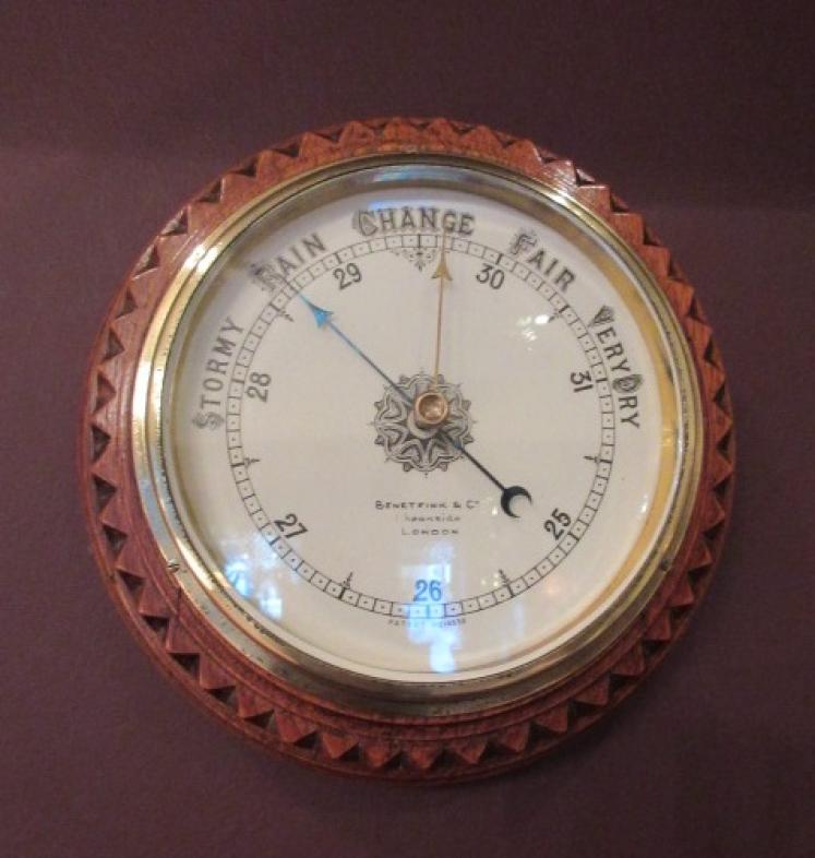Antique Polished Oak Benetfink of London Barometer - Image 5