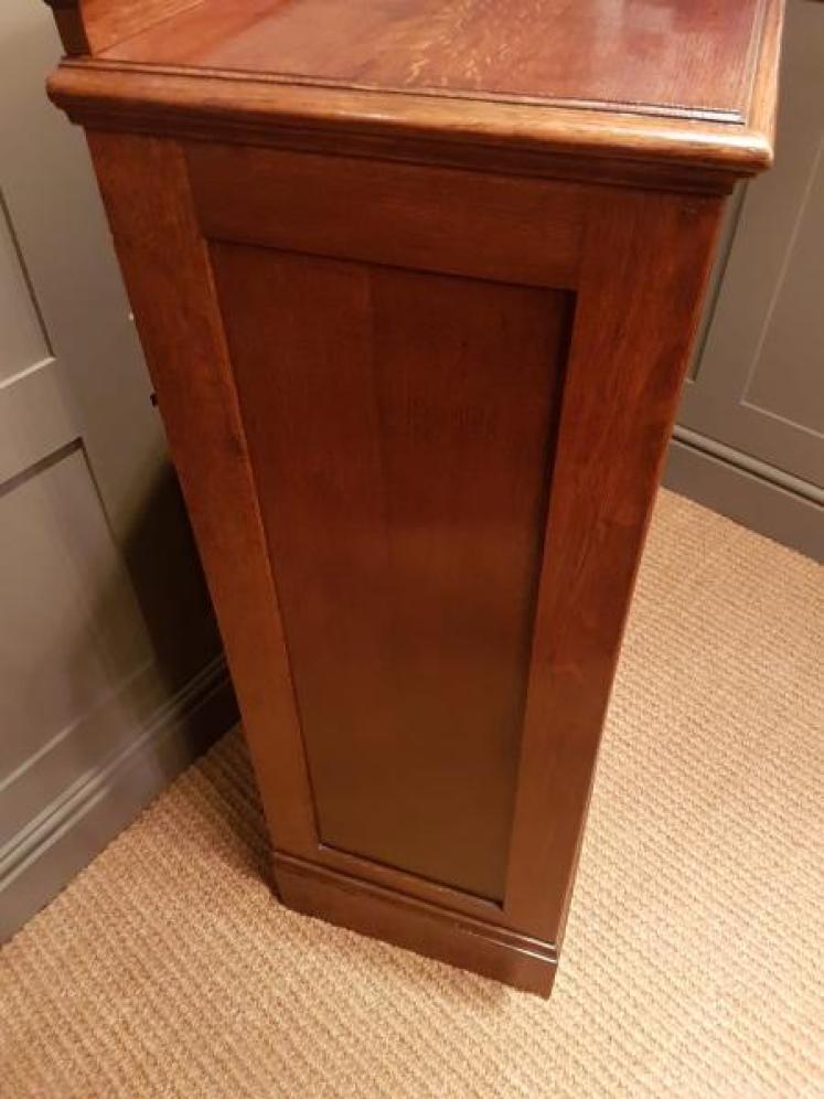 Antique Solid Oak Tambour Front Double File Cabinet - Image 3