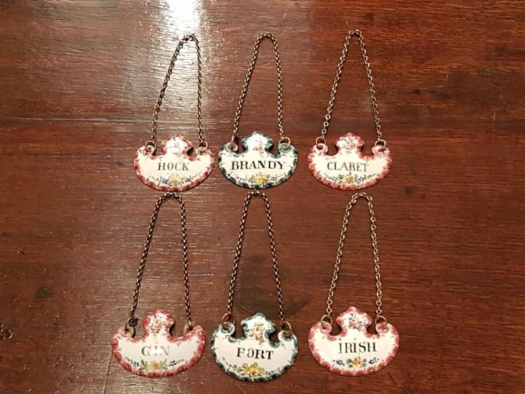 Set of C18th Enamel Decanter Labels - Image 5