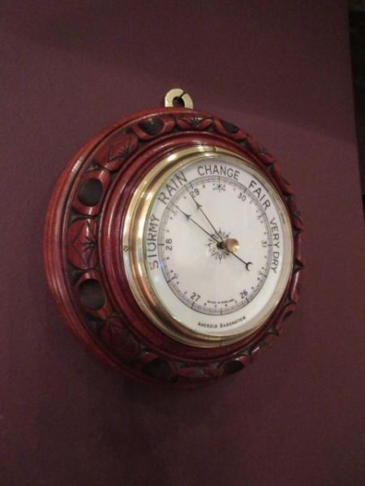 Antique Polished Walnut Deep Surround Barometer - Image 1