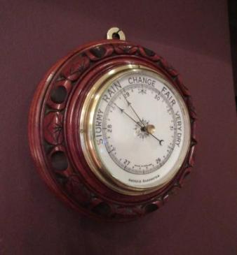 Antique Polished Walnut Deep Surround Barometer
