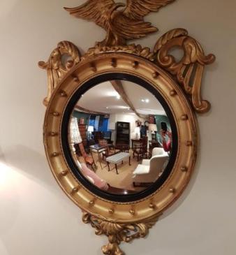 Superb Victorian Timber Gilt Convex Mirror