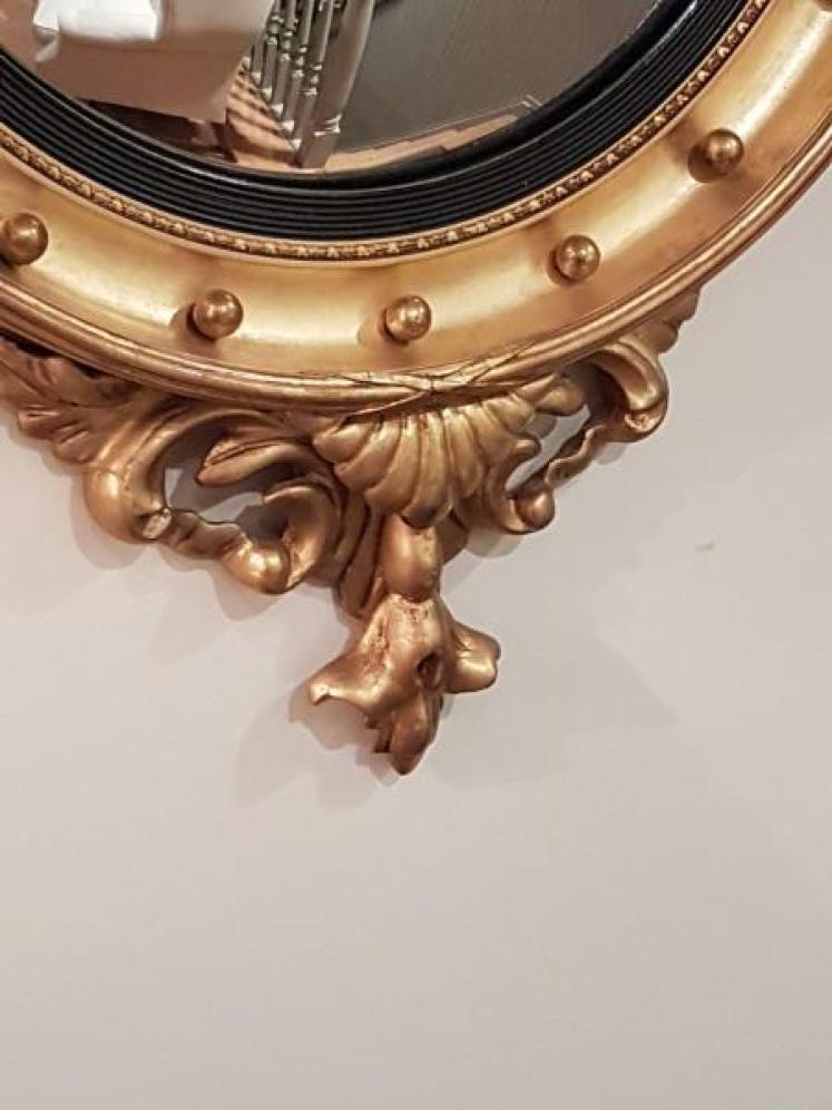 Superb Victorian Timber Gilt Convex Mirror - Image 4