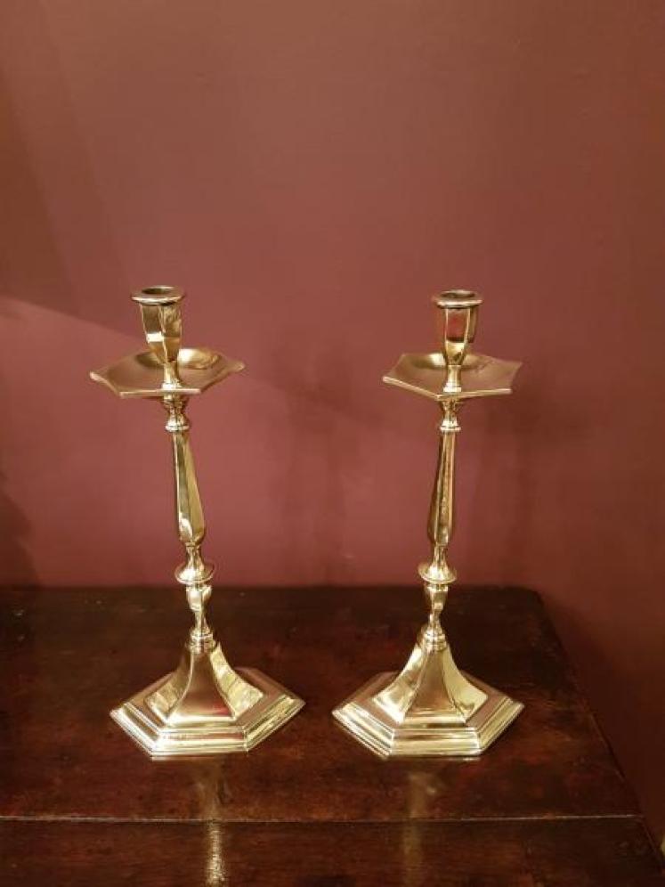 Pair of Regency Period Brass Candlesticks - Image 1