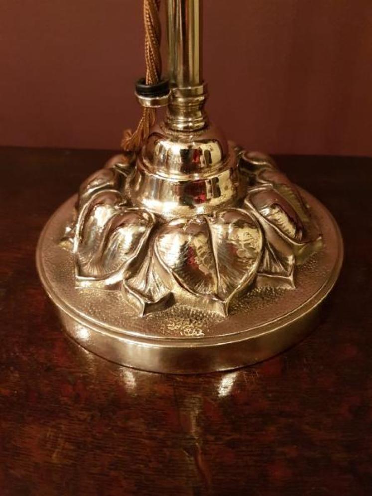 Rise and Fall Antique Desk Lamp with Holophane Shade - Image 4