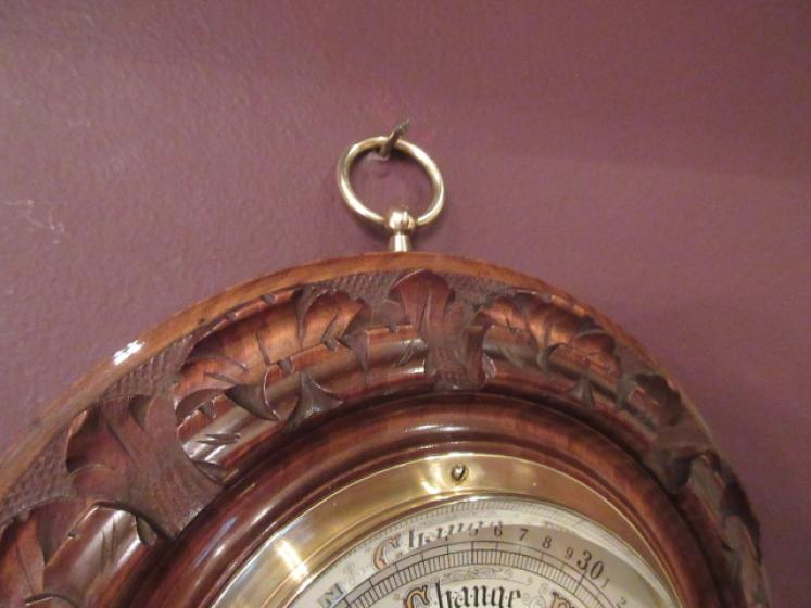 Antique Polished Walnut Visible Works Barometer - Image 4