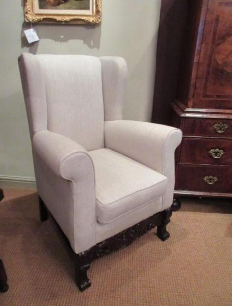 Victorian Upholstered Wing Back Armchair - Image 1