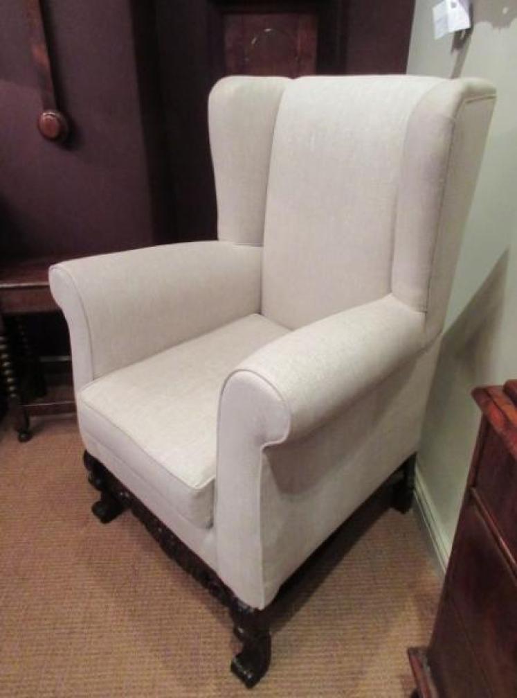 Victorian Upholstered Wing Back Armchair - Image 5