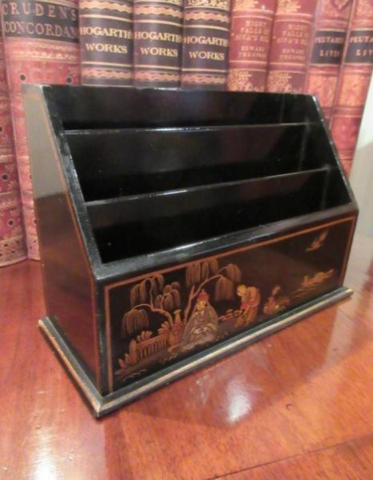 Antique Chinoiserie Lacquered Letter Rack - Image 1