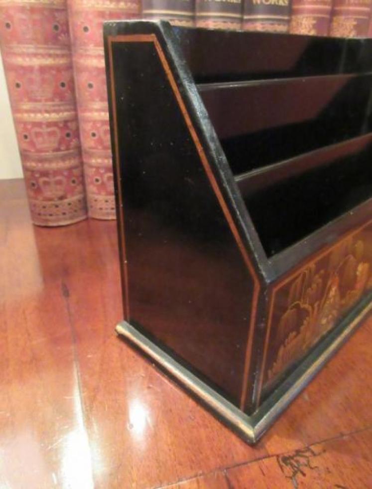 Antique Chinoiserie Lacquered Letter Rack - Image 3