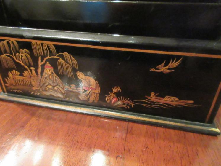 Antique Chinoiserie Lacquered Letter Rack - Image 4