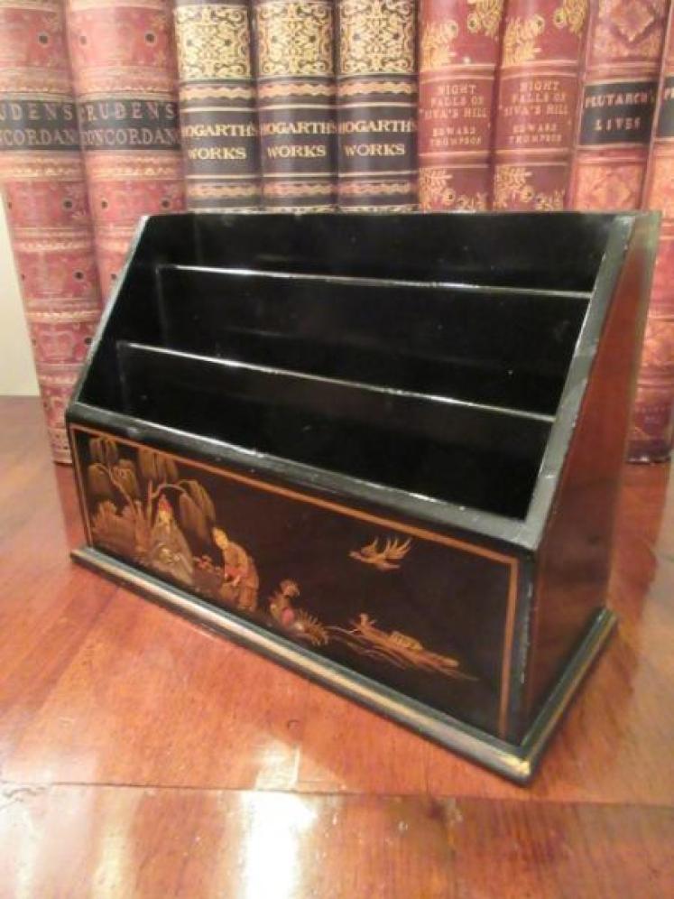Antique Chinoiserie Lacquered Letter Rack - Image 5