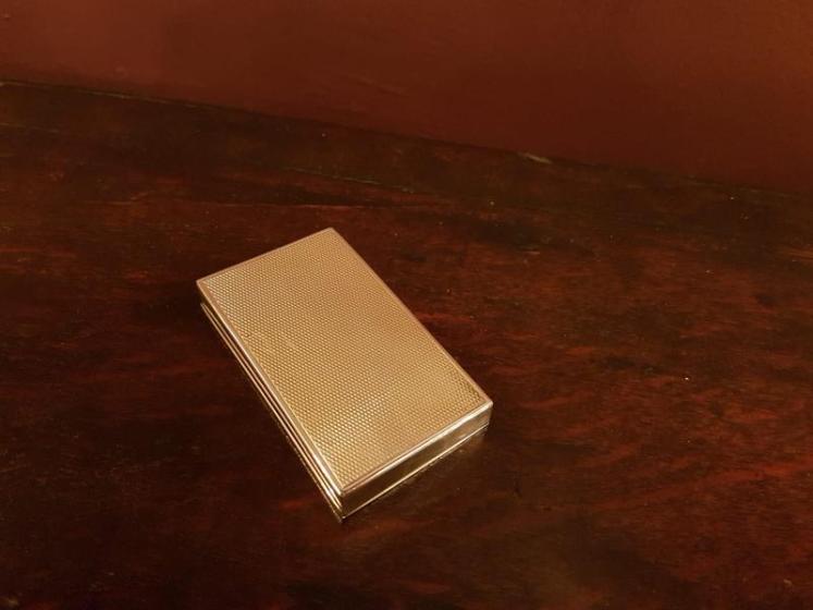 Superb Antique Engine Turned Enamel Silver Card Case - Image 2