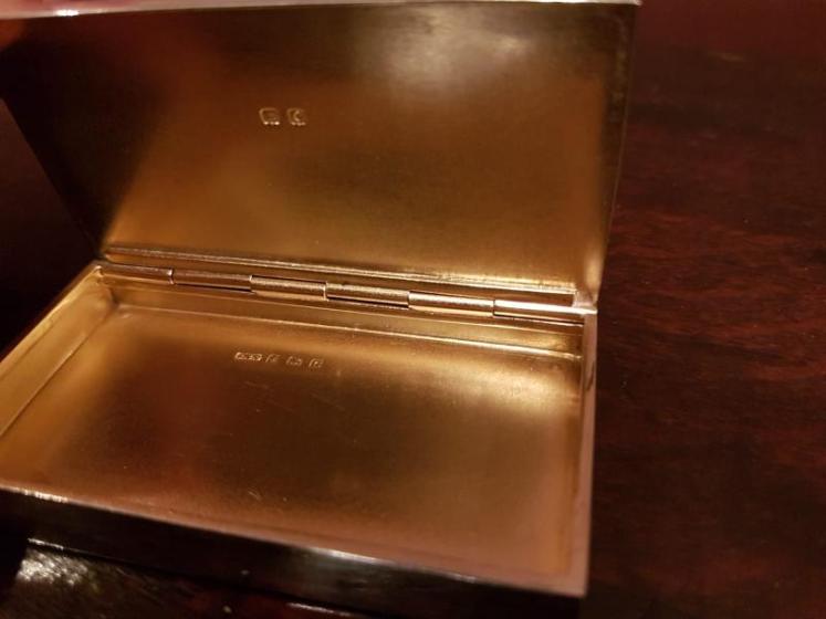 Superb Antique Engine Turned Enamel Silver Card Case - Image 3