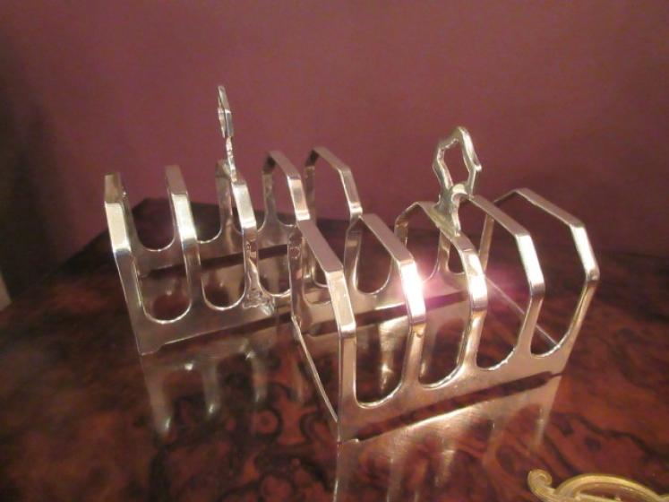 Pair of George VI Period Silver Toast Racks - Image 1