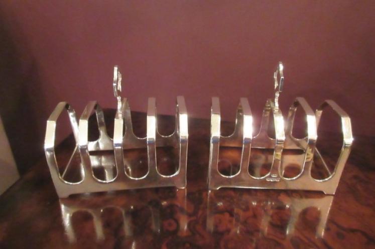 Pair of George VI Period Silver Toast Racks - Image 5