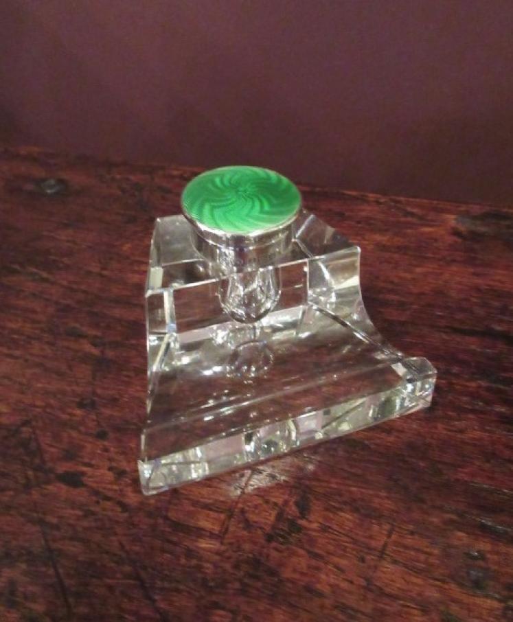George V Period Silver & Enamel Inkstand - Image 1