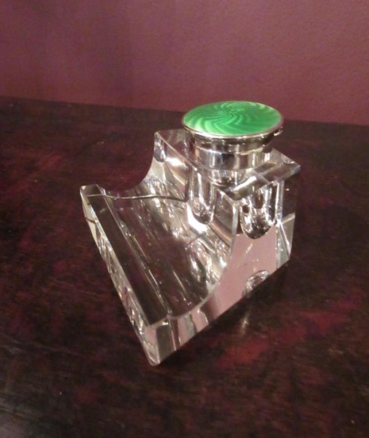 George V Period Silver & Enamel Inkstand - Image 2