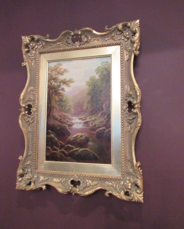 Fine Victorian Oil Painting 'On the Llugwy' North Wales - Image 1