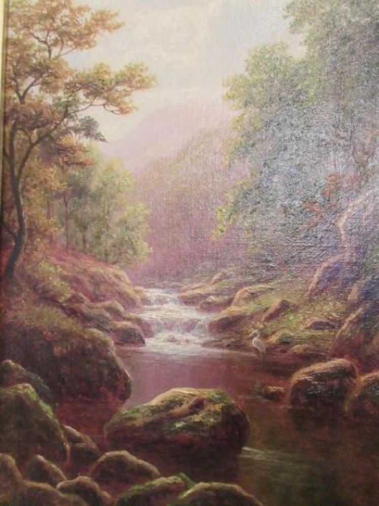 Fine Victorian Oil Painting 'On the Llugwy' North Wales - Image 2