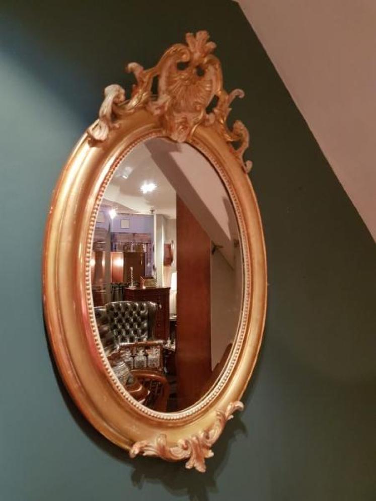 Superb Victorian Timber Gilt Oval Mirror - Image 2