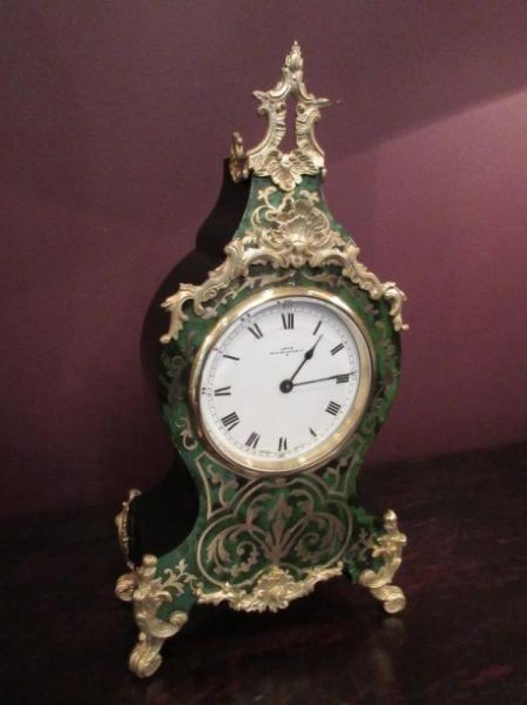 19th Century Antique Boulle Inlaid Mantel Clock - Image 1