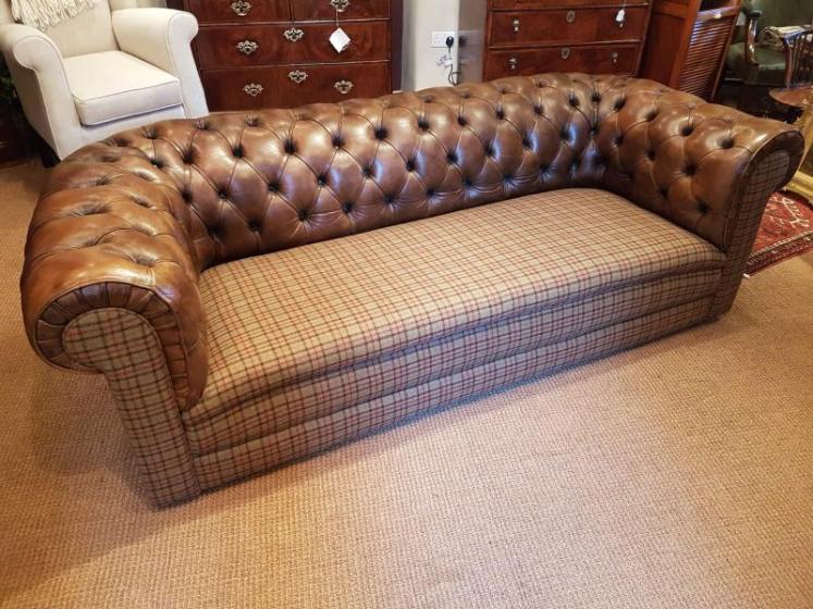 1930's Chesterfield Sofa with Original Hide Upholstery  - Image 1
