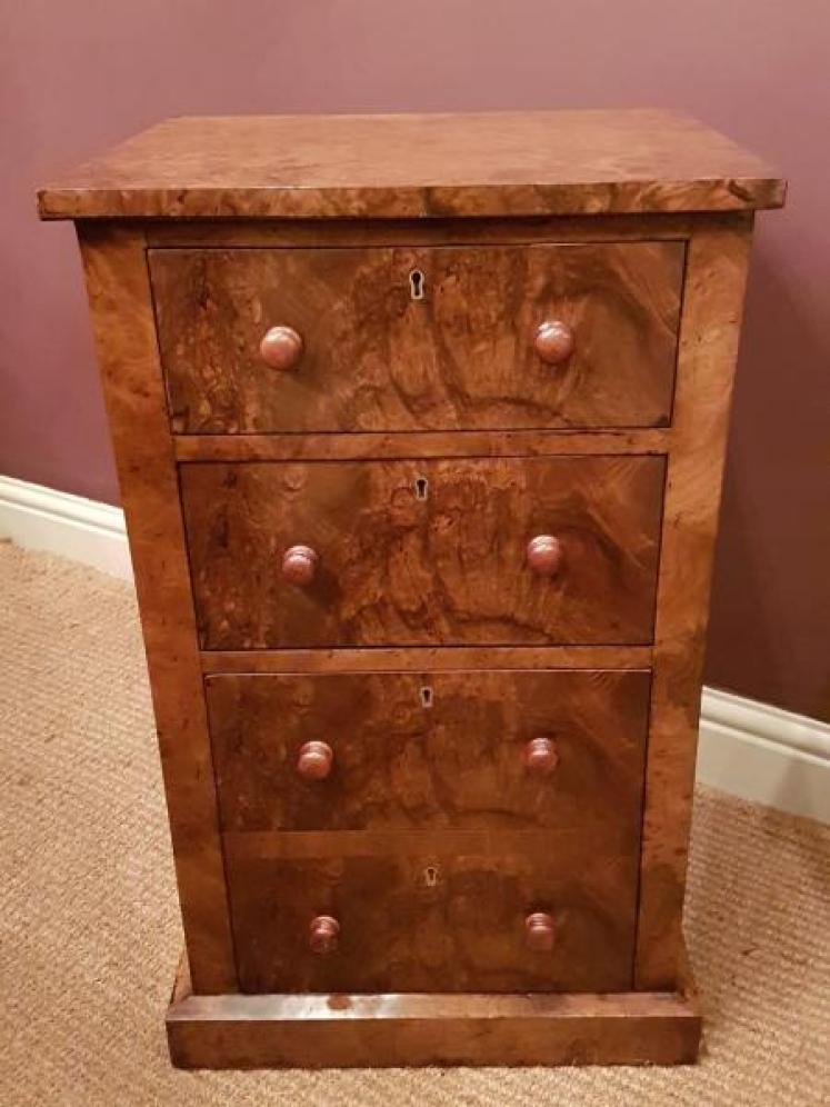 Pair of Antique Victorian Burr Walnut Bedside Chests - Image 4