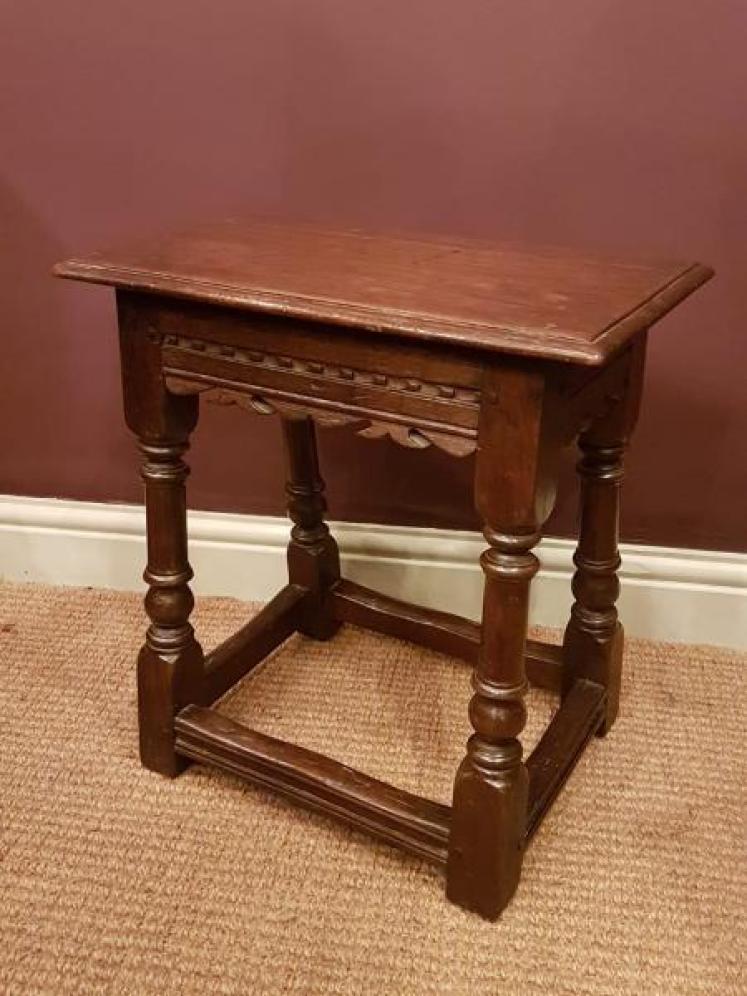 Antique Oak Joint Stool - Image 1