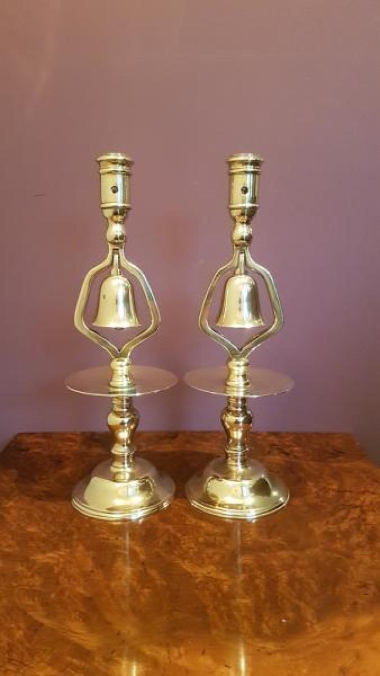 Pair of George III Brass Tavern Candlesticks - Image 1