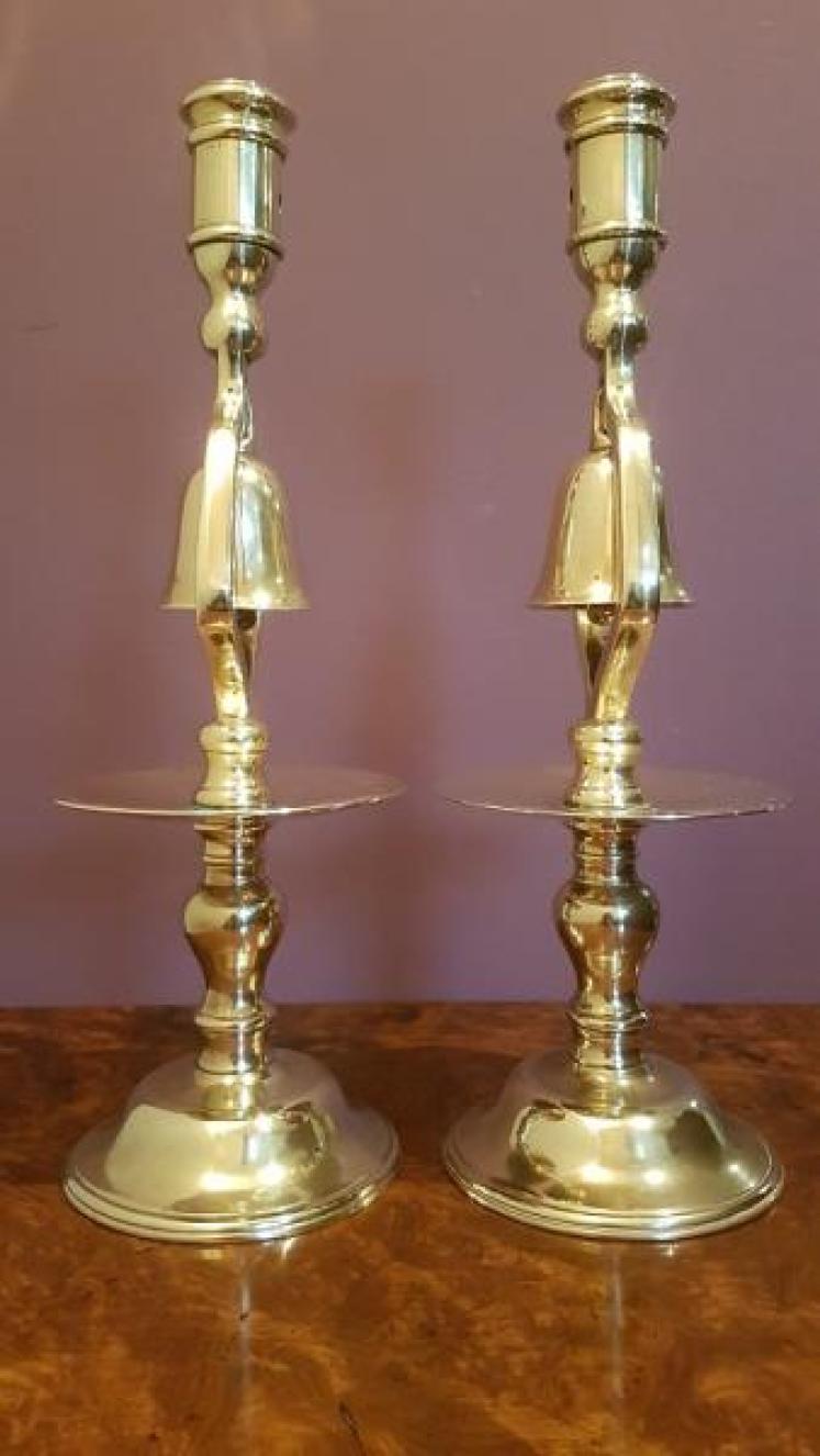 Pair of George III Brass Tavern Candlesticks - Image 2