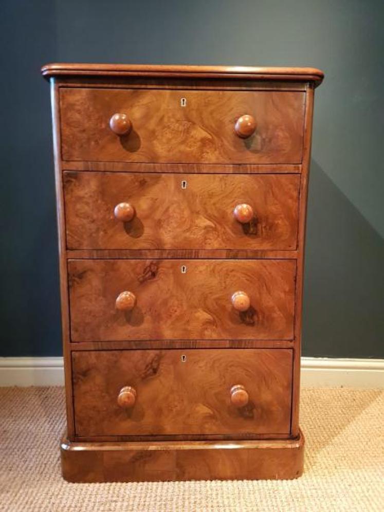Fine Quality Mid Victorian Burr Walnut Tallboy Chest - Image 1