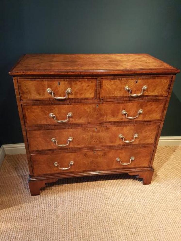 Superb George III Burr Walnut Chest of Drawers - Image 1