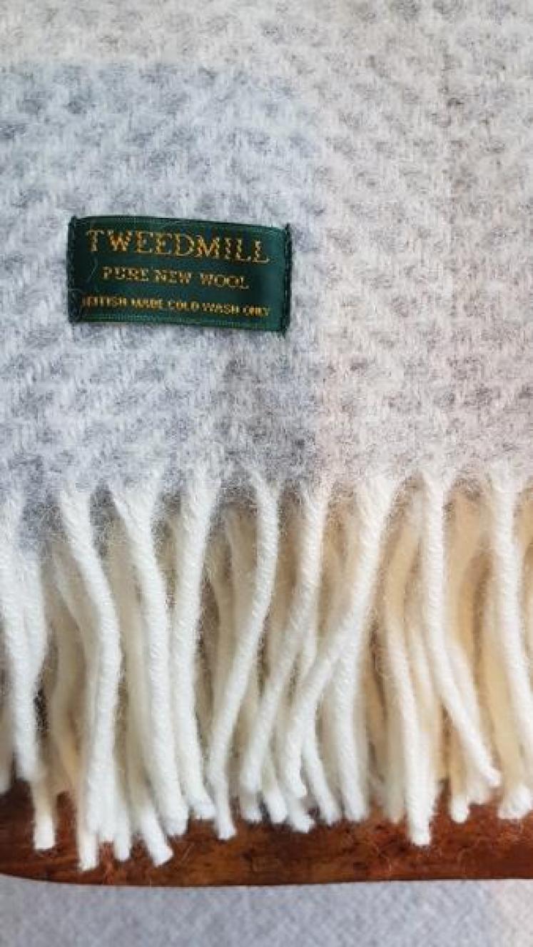 Tweedmill Fishbone Silver Grey Throw  - Image 2