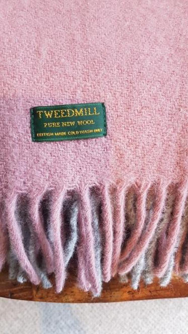 Tweedmill Block Check Dusky Pink & Grey Throw OUT OF STOCK - Image 2