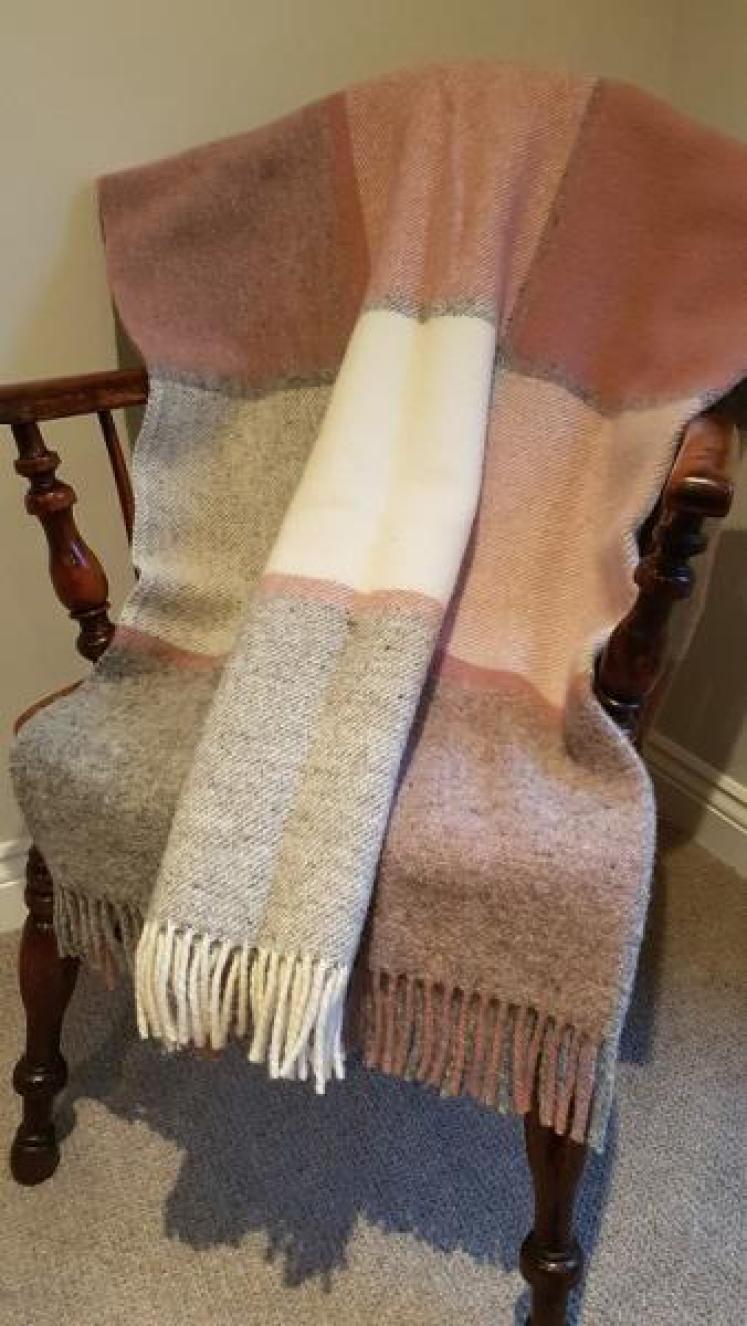 Tweedmill Block Check Dusky Pink & Grey Throw OUT OF STOCK - Image 4