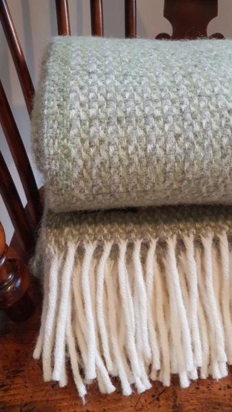 Tweedmill Illusion Green & Grey Throw  - Image 3
