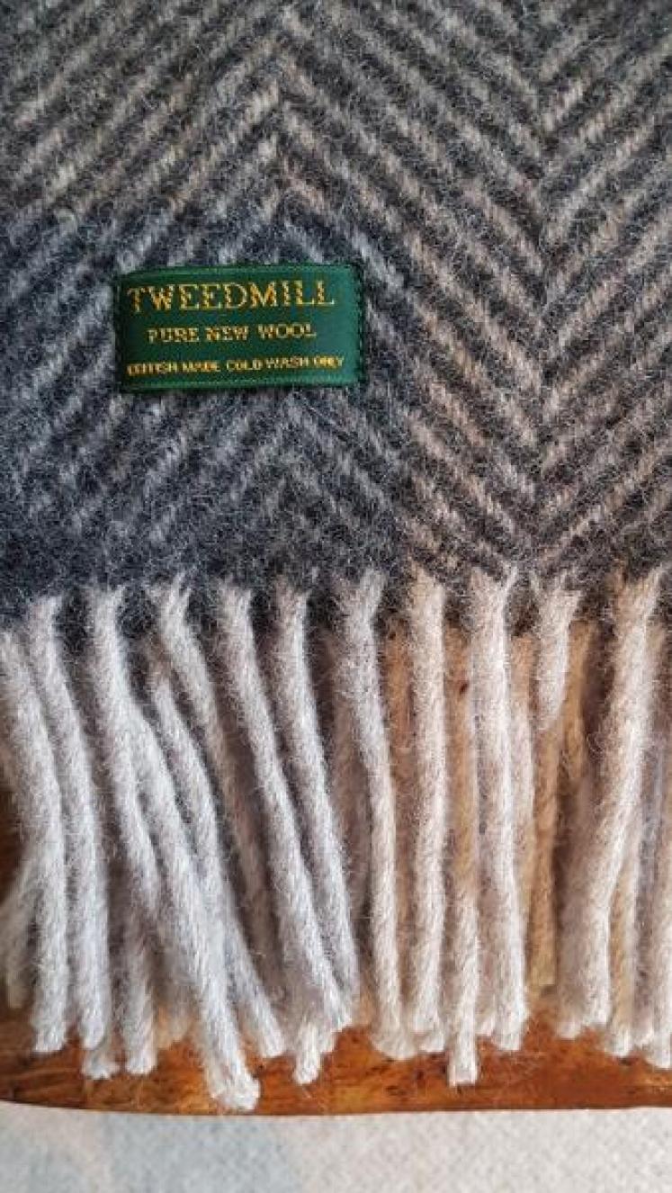 Tweedmill Herringbone Charcoal & Silver Throw  - Image 2
