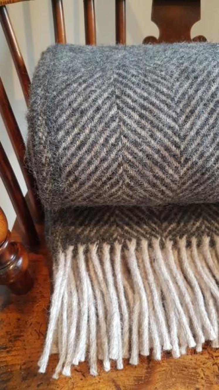 Tweedmill Herringbone Charcoal & Silver Throw  - Image 3