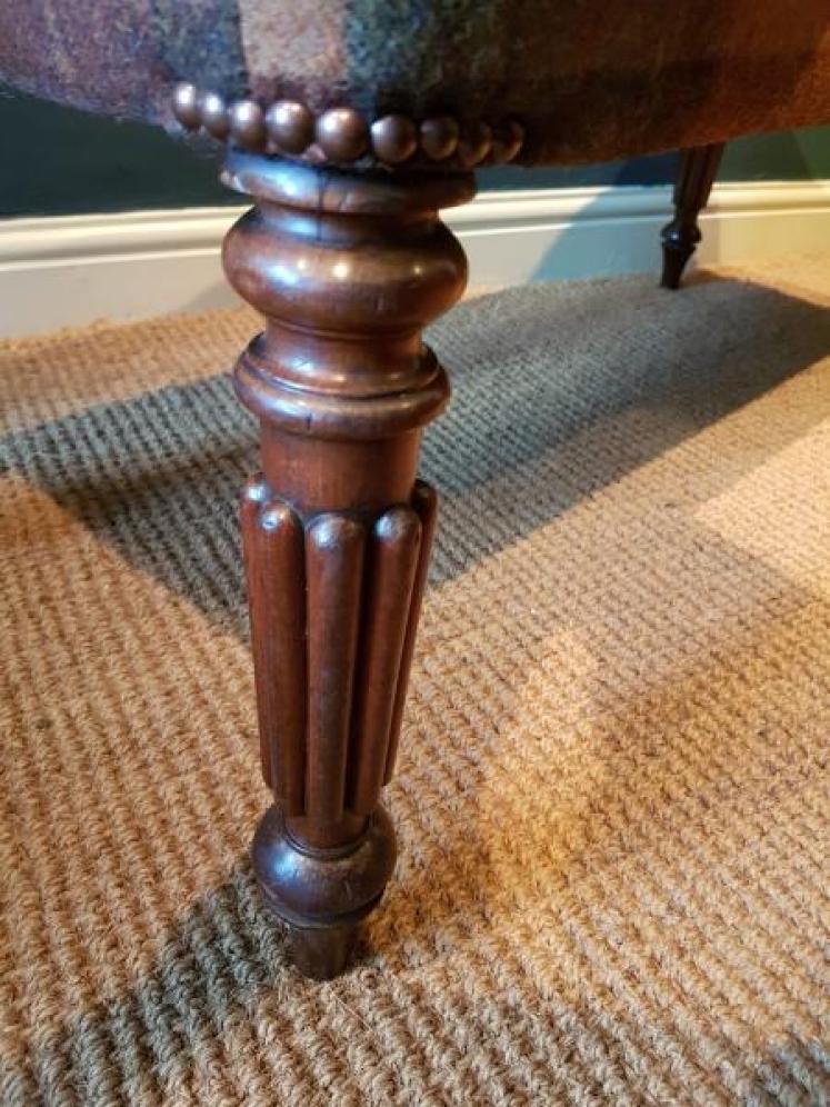 Antique Regency Mahogany Double Upholstered Stool - Image 4