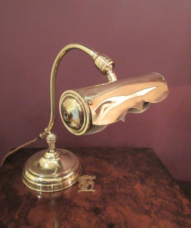 Antique Polished Brass Adjustable Desk Lamp - Image 1
