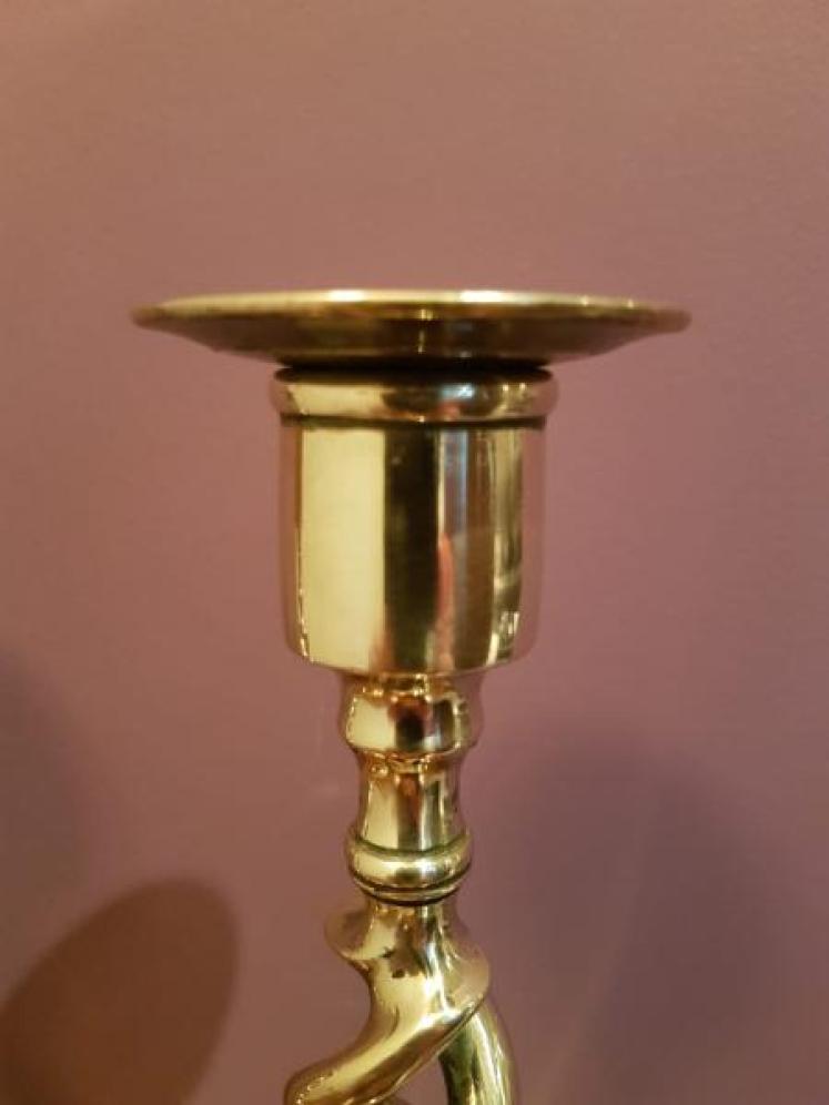 Pair of Victorian Brass Barley Twist Candlesticks - Image 2