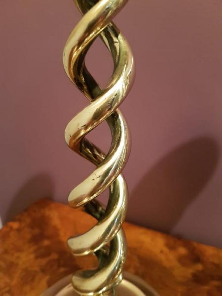 Pair of Victorian Brass Barley Twist Candlesticks - Image 4