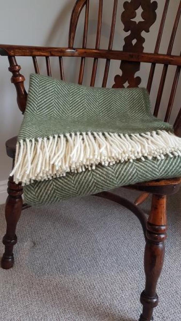 Tweedmill Fishbone Olive Throw  - Image 1
