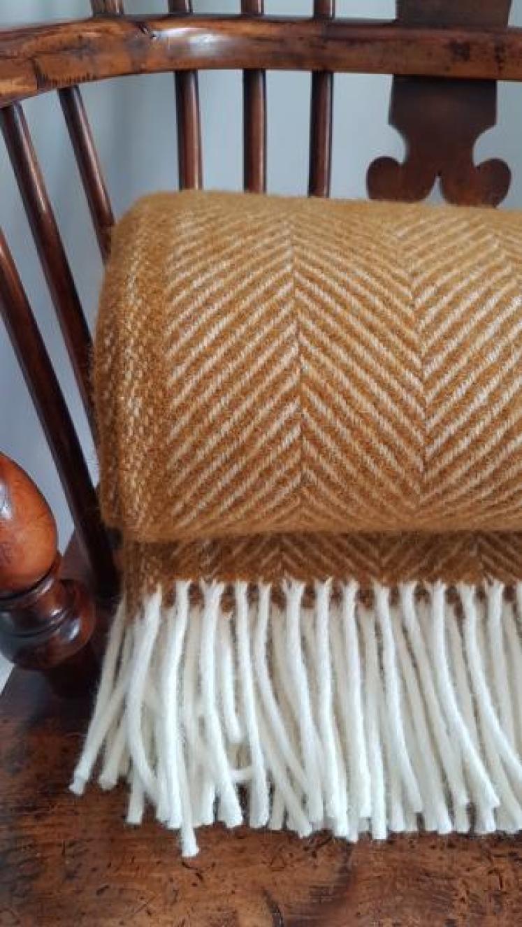 Tweedmill Fishbone English Mustard Throw  - Image 3
