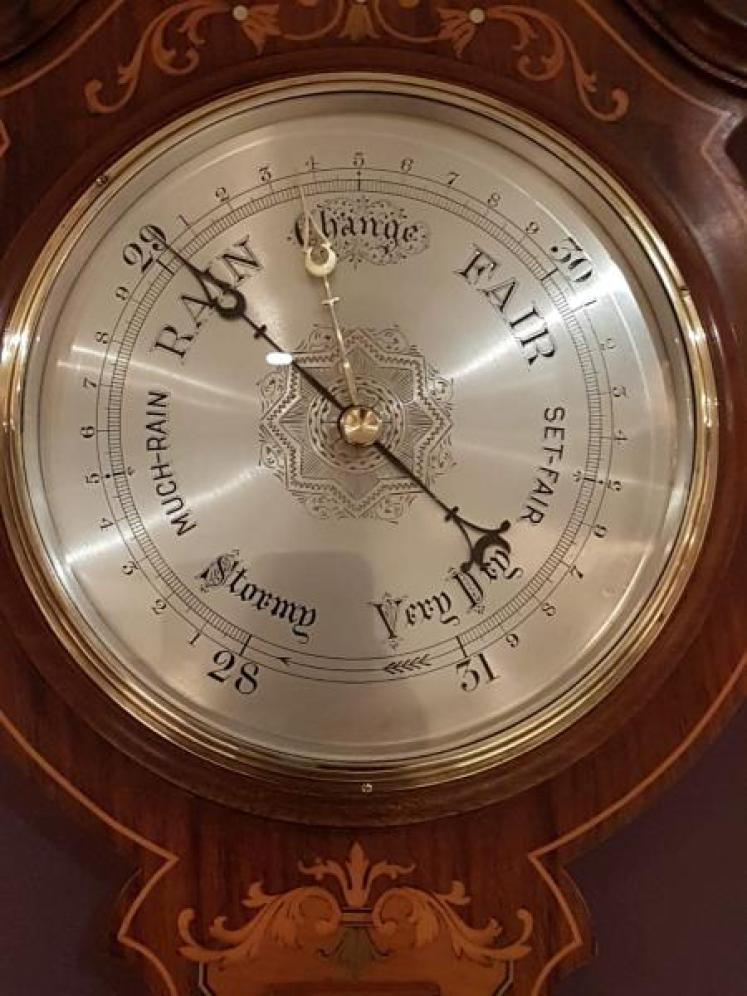 Superb Quality Antique Rosewood Sheraton Inlaid Barometer - Image 2