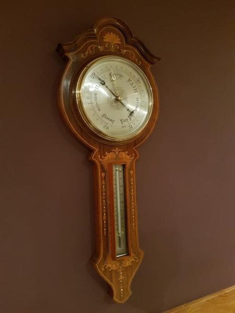 Superb Quality Antique Rosewood Sheraton Inlaid Barometer - Image 4