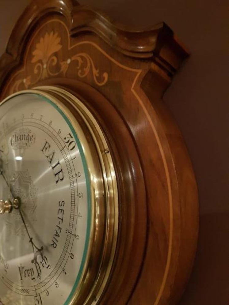 Superb Quality Antique Rosewood Sheraton Inlaid Barometer - Image 5